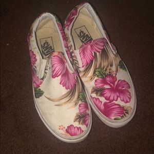 Floral vans slip ons size 7